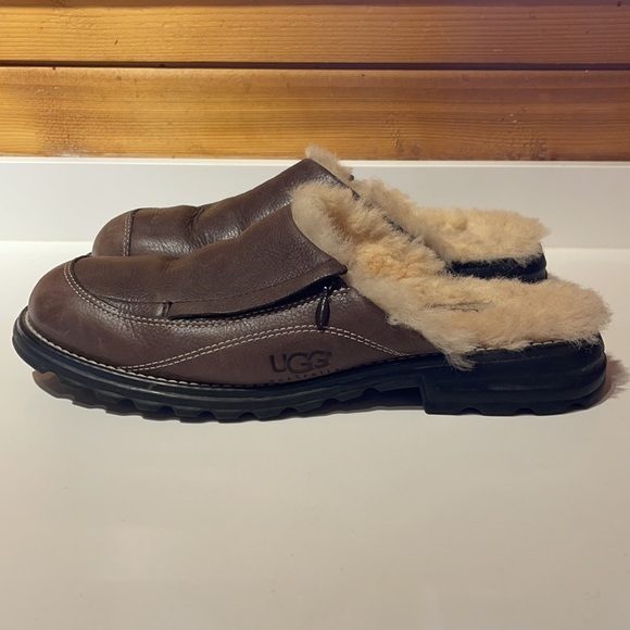 UGG Shoes - UGG Australia Brown Leather and Sheepskin-lined Slipper / Mules